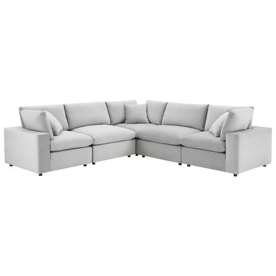 Sofas and Loveseat Modway Furniture Commix Light Gray EEI-4823-LGR 889654952763 Sofas and Armchairs Loveseat Love seatSectional So Velvet Contemporary Contemporary/Mode Sofa Set set 
