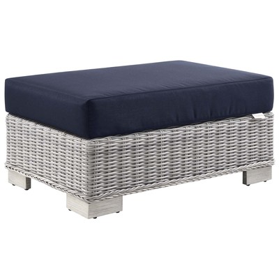 Ottomans and Benches Modway Furniture Conway Light Gray Navy EEI-4839-LGR-NAV 889654933120 Sofa Sectionals Blue navy teal turquiose indig 