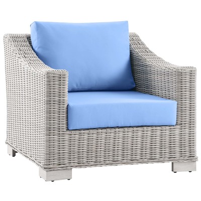 Chairs Modway Furniture Conway Light Gray Light Blue EEI-4840-LGR-LBU 889654933090 Sofa Sectionals Blue navy teal turquiose indig Lounge Chairs Lounge 