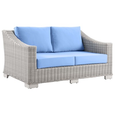 Sofas and Loveseat Modway Furniture Conway Light Gray Light Blue EEI-4841-LGR-LBU 889654933052 Sofa Sectionals Loveseat Love seatSofa Polyester Sofa Set set 