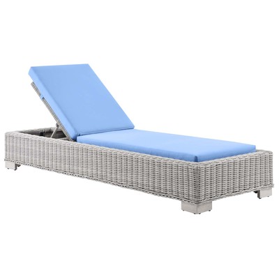 Outdoor Beds Modway Furniture Conway Light Gray Light Blue EEI-4843-LGR-LBU 889654932970 Daybeds and Lounges Blue navy teal turquiose indig Aluminum Aluminum Synthetic W Aluminum Chaise Chair 