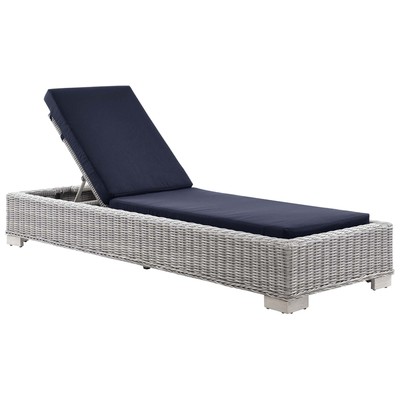 Outdoor Beds Modway Furniture Conway Light Gray Navy EEI-4843-LGR-NAV 889654932963 Daybeds and Lounges Blue navy teal turquiose indig Aluminum Aluminum Synthetic W Aluminum Chaise Chair 