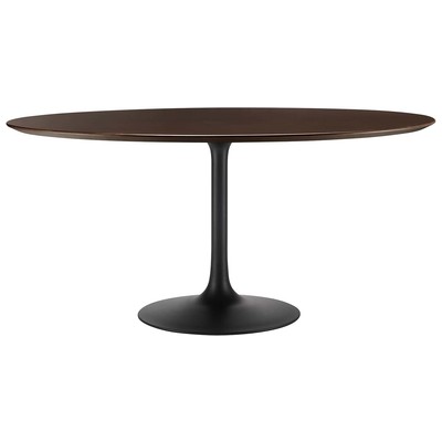 Dining Room Tables Modway Furniture Lippa Black Cherry Walnut EEI-4873-BLK-CHE 889654943587 Bar and Dining Tables Pedestal Round Black Metal Aluminum BRONZE Ir 
