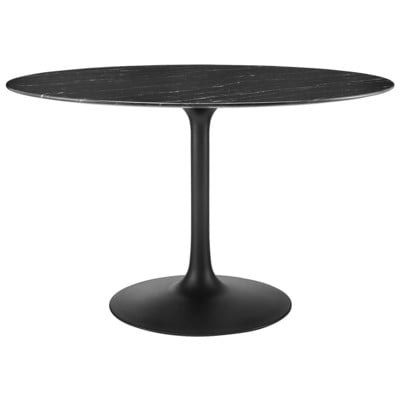 Dining Room Tables Modway Furniture Lippa Black Black EEI-4877-BLK-BLK 889654943518 Bar and Dining Tables Pedestal Round Black Metal Aluminum BRONZE Ir 