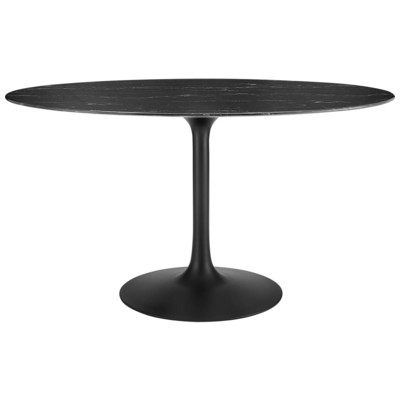 Dining Room Tables Modway Furniture Lippa Black Black EEI-4880-BLK-BLK 889654943488 Bar and Dining Tables Oval Pedestal Black Metal Aluminum BRONZE Ir 