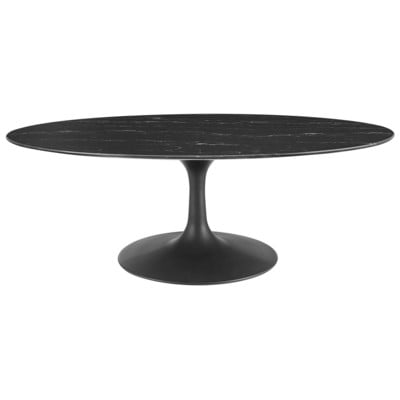 Coffee Tables Modway Furniture Lippa Black Black EEI-4886-BLK-BLK 889654943402 Tables Oval Square Glass Marble Metal Iron Steel 