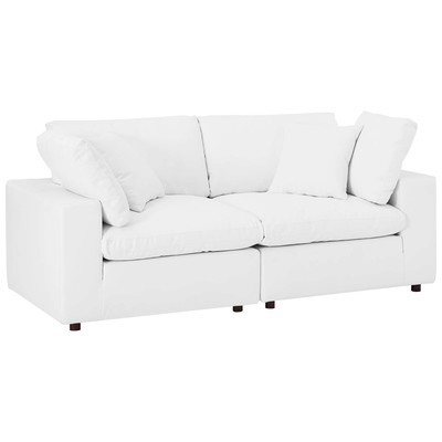 Sofas and Loveseat Modway Furniture Commix White EEI-4913-WHI 889654939368 Sofas and Armchairs Loveseat Love seatSofa Leather Contemporary Contemporary/Mode Sofa Set set 
