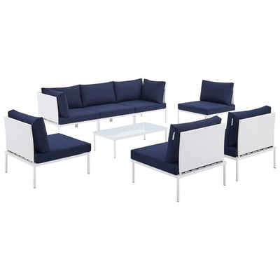 Sofas and Loveseat Modway Furniture Harmony White Navy EEI-4940-WHI-NAV-SET 889654946885 Sofa Sectionals Loveseat Love seatSectional So Polyester Contemporary Contemporary/Mode Sofa Set set 