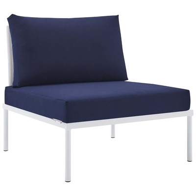 Chairs Modway Furniture Harmony White Navy EEI-4959-WHI-NAV 889654946502 Sofa Sectionals Blue navy teal turquiose indig 