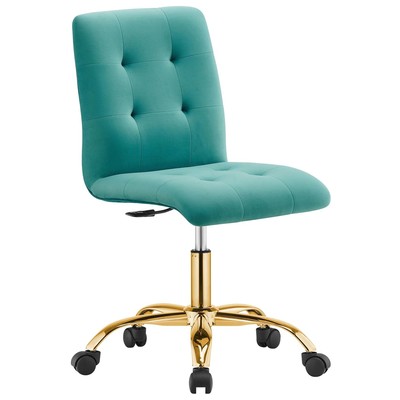 Office Chairs Modway Furniture Prim Gold Teal EEI-4973-GLD-TEA 889654926955 Adjustable Swivel Chrome Metal Steel Stainless S Metal Aluminum Chrome Stainles 