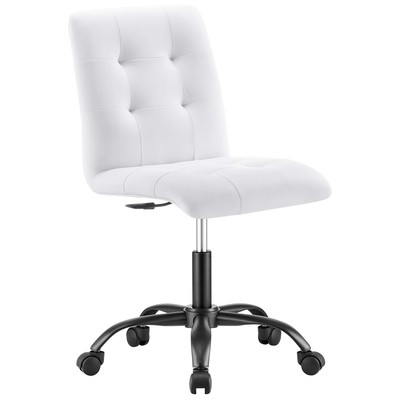 Office Chairs Modway Furniture Prim Black White EEI-4975-BLK-WHI 889654926894 Adjustable Swivel Chrome Metal Steel Stainless S Black Leather LeatheretteMetal 