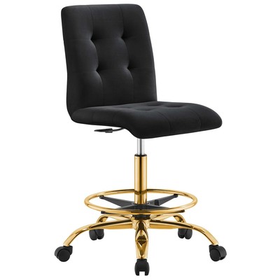 Office Chairs Modway Furniture Prim Gold Black EEI-4977-GLD-BLK 889654926825 Office Chairs Drafting Chair Adjustable Swivel Chrome Metal Steel Stainless S Black Metal Aluminum Chrome St 
