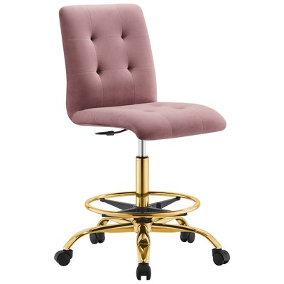 Office Chairs Modway Furniture Prim Gold Dusty Rose EEI-4977-GLD-DUS 889654926818 Office Chairs Drafting Chair Adjustable Swivel Chrome Metal Steel Stainless S Metal Aluminum Chrome Stainles 