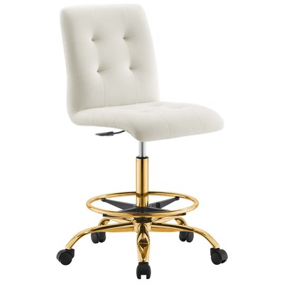 Office Chairs Modway Furniture Prim Gold Ivory EEI-4977-GLD-IVO 889654926795 Office Chairs Drafting Chair Adjustable Swivel Chrome Metal Steel Stainless S Metal Aluminum Chrome Stainles 