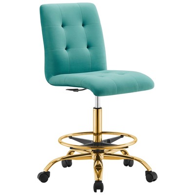 Office Chairs Modway Furniture Prim Gold Teal EEI-4977-GLD-TEA 889654926771 Office Chairs Drafting Chair Adjustable Swivel Chrome Metal Steel Stainless S Metal Aluminum Chrome Stainles 