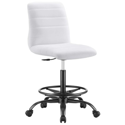 Office Chairs Modway Furniture Ripple Black White EEI-4978-BLK-WHI 889654926740 Office Chairs Drafting Chair Adjustable Ergonomic Swivel Black Leather LeatheretteWhite 
