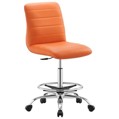 Office Chairs Modway Furniture Ripple Silver Orange EEI-4980-SLV-ORA 889654926689 Office Chairs Drafting Chair Adjustable Ergonomic Swivel Chrome Metal Steel Stainless S Leather LeatheretteMetal Alumi 