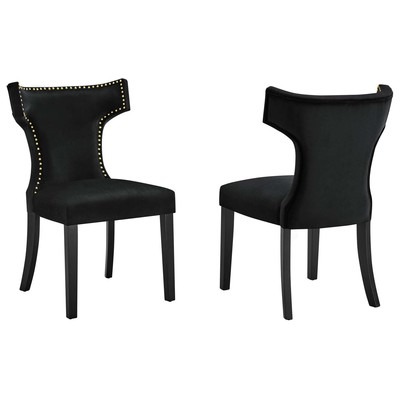 Dining Room Chairs Modway Furniture Curve Black EEI-5008-BLK 889654957553 Dining Chairs Black ebony HARDWOOD Velvet Wood MDF Plywo Black DarkVelvet Wood Plywood 