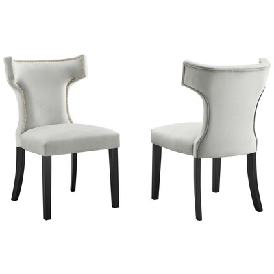 Dining Room Chairs Modway Furniture Curve Light Gray EEI-5008-LGR 889654957492 Dining Chairs Gray Grey HARDWOOD Velvet Wood MDF Plywo Gray Smoke SMOKED TaupeVelvet 