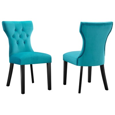 Dining Room Chairs Modway Furniture Silhouette Blue EEI-5014-BLU 889654956884 Dining Chairs Blue navy teal turquiose indig HARDWOOD Velvet Blue Laguna Navy Rein Sea Teal 