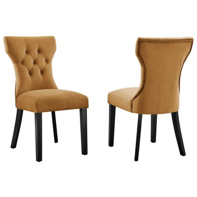 Dining Room Chairs Modway Furniture Silhouette Cognac EEI-5014-COG 889654956877 Dining Chairs HARDWOOD Velvet Velvet 
