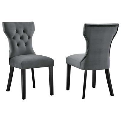 Dining Room Chairs Modway Furniture Silhouette Gray EEI-5014-GRY 889654956846 Dining Chairs Gray Grey HARDWOOD Velvet Gray Smoke SMOKED TaupeVelvet 