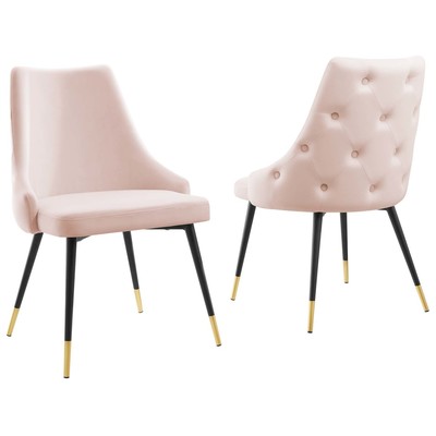 Dining Room Chairs Modway Furniture Adorn Pink EEI-5043-PNK 889654956648 Dining Chairs Black ebonyGold Pink Fuchsia b Side Chair Velvet Black DarkGold OCHRE OrangePin 
