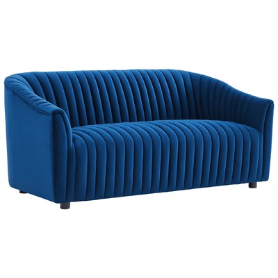 Sofas and Loveseat Modway Furniture Announce Navy EEI-5054-NAV 889654954552 Sofas and Armchairs Loveseat Love seatSofa Velvet Contemporary Contemporary/Mode Sofa Set setTufted tufting 