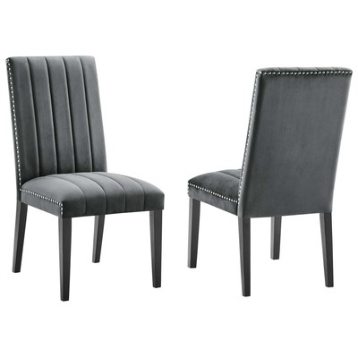 Modway Furniture Dining Room Chairs, Gray,Grey, Parsons, Velvet, Gray,Smoke,SMOKED,TaupeVelvet, Dining Chairs, 889654928461, EEI-5081-GRY