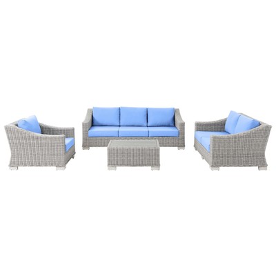 Modway Furniture Outdoor Sofas and Sectionals, Blue,navy,teal,turquiose,indigo,aqua,SeafoamGray,GreyGreen,emerald,teal, Loveseat,Sofa, Gray,Light Gray, Sofa Sectionals, 889654932536, EEI-5091-LBU