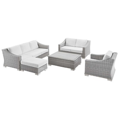 Modway Furniture Outdoor Sofas and Sectionals, Gray,GreyWhite,snow, Loveseat,Sofa, Gray,Light GrayWhite, Sofa Sectionals, 889654932475, EEI-5092-WHI