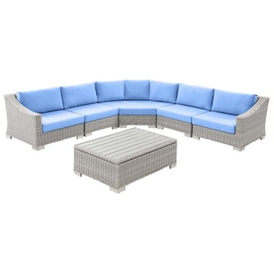 Sofas and Loveseat Modway Furniture Conway Light Gray Light Blue EEI-5094-LBU 889654932413 Sofa Sectionals Loveseat Love seatSectional So Polyester Sofa Set set 