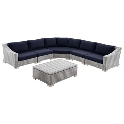 Sofas and Loveseat Modway Furniture Conway Light Gray Navy EEI-5094-NAV 889654932406 Sofa Sectionals Loveseat Love seatSectional So Polyester Sofa Set set 