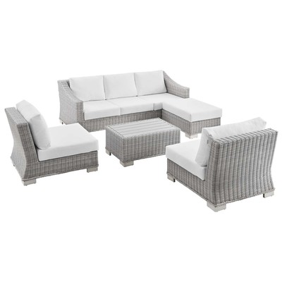 Modway Furniture Outdoor Sofas and Sectionals, Gray,GreyWhite,snow, Sofa, Gray,Light GrayWhite, Sofa Sectionals, 889654932277, EEI-5097-WHI