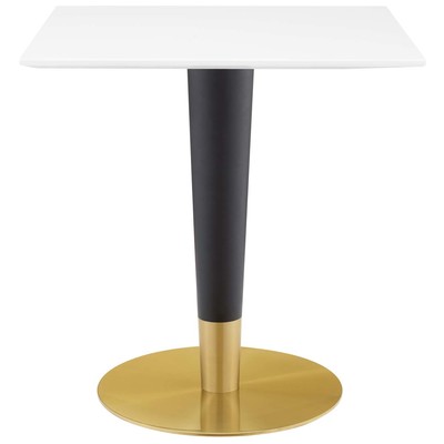 Dining Room Tables Modway Furniture Zinque Gold White EEI-5119-GLD-WHI 889654946267 Bar and Dining Tables Pedestal Square Black Gold White Wood MDF Plyw 