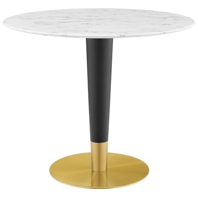 Dining Room Tables Modway Furniture Zinque Gold White EEI-5122-GLD-WHI 889654946236 Bar and Dining Tables Pedestal Black Gold White 