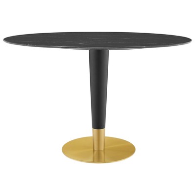 Dining Room Tables Modway Furniture Zinque Gold Black EEI-5134-GLD-BLK 889654946113 Bar and Dining Tables Oval Pedestal Black Gold 