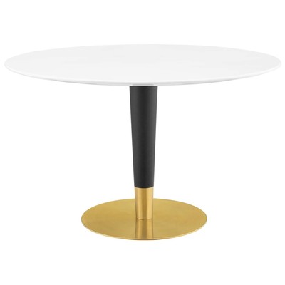 Dining Room Tables Modway Furniture Zinque Gold White EEI-5136-GLD-WHI 889654946090 Bar and Dining Tables Pedestal Round Black Gold White Wood MDF Plyw 
