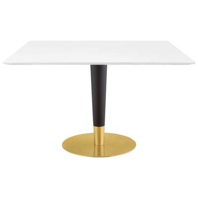 Dining Room Tables Modway Furniture Zinque Gold White EEI-5137-GLD-WHI 889654946083 Bar and Dining Tables Pedestal Square Black Gold White Wood MDF Plyw 