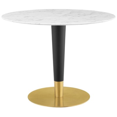 Modway Furniture Dining Room Tables, Pedestal, Black,Gold,White, Bar and Dining Tables, 889654946076, EEI-5138-GLD-WHI,Standard (28-33 in)