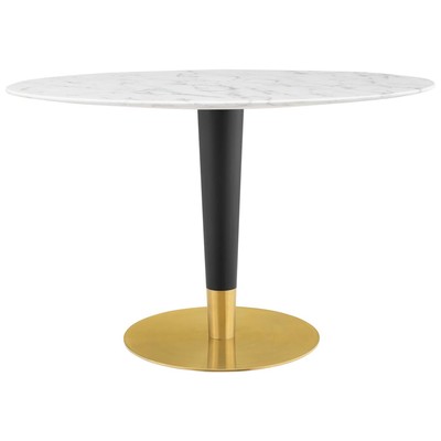 Dining Room Tables Modway Furniture Zinque Gold White EEI-5143-GLD-WHI 889654946021 Bar and Dining Tables Oval Pedestal Black Gold White 
