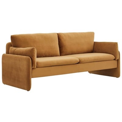 Sofas and Loveseat Modway Furniture Indicate Cognac EEI-5150-COG 889654948315 Sofas and Armchairs Chaise LoungeLoveseat Love sea Velvet Contemporary Contemporary/Mode Sofa Set set 