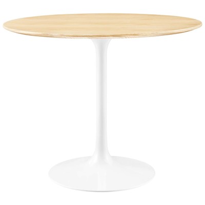 Modway Furniture Dining Room Tables, Square, Metal,Aluminum,BRONZE,Iron,Gunmetal,Steel,TITANIUMNatural,White,Wood,MDF,Plywood,Oak, Bar and Dining Tables, 889654926139, EEI-5158-WHI-NAT,Standard (28-33 in)
