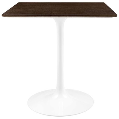 Modway Furniture Dining Room Tables, Square, Metal,Aluminum,BRONZE,Iron,Gunmetal,Steel,TITANIUMWALNUT,White,Wood,MDF,Plywood,Oak, Bar and Dining Tables, 889654926085, EEI-5163-WHI-CHE,Standard (28-33 in)