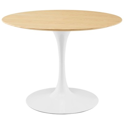 Modway Furniture Dining Room Tables, Square, Metal,Aluminum,BRONZE,Iron,Gunmetal,Steel,TITANIUMNatural,White,Wood,MDF,Plywood,Oak, Bar and Dining Tables, 889654925996, EEI-5172-WHI-NAT,Standard (28-33 in)