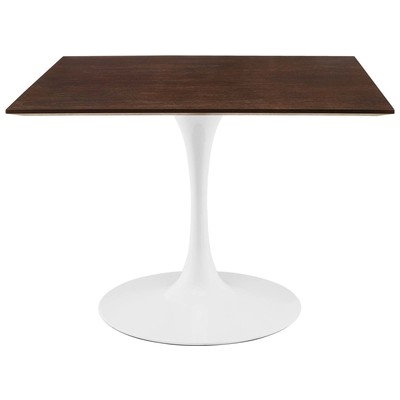 Modway Furniture Dining Room Tables, Square, Metal,Aluminum,BRONZE,Iron,Gunmetal,Steel,TITANIUMWALNUT,White,Wood,MDF,Plywood,Oak, Bar and Dining Tables, 889654925941, EEI-5177-WHI-CHE,Standard (28-33 in)
