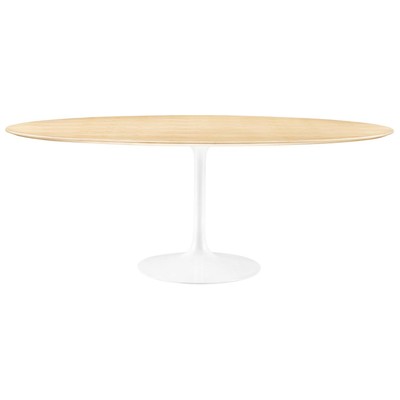 Dining Room Tables Modway Furniture Lippa White Natural EEI-5197-WHI-NAT 889654925743 Bar and Dining Tables Oval Square Metal Aluminum BRONZE Iron Gun 