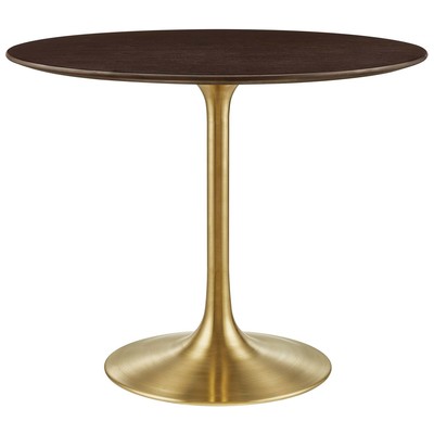 Dining Room Tables Modway Furniture Lippa Gold Cherry Walnut EEI-5214-GLD-CHE 889654943273 Bar and Dining Tables Square Gold Metal Aluminum BRONZE Iro 