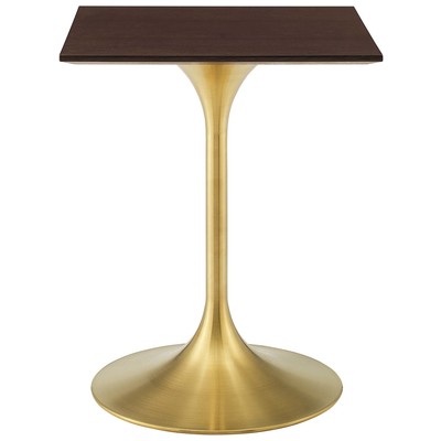 Modway Furniture Dining Room Tables, Square, Gold,Metal,Aluminum,BRONZE,Iron,Gunmetal,Steel,TITANIUMWALNUT,Wood,MDF,Plywood,Oak, Bar and Dining Tables, 889654943235, EEI-5218-GLD-CHE,Standard (28-33 in)