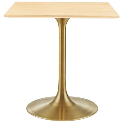 Modway Furniture Dining Room Tables, Square, Gold,Metal,Aluminum,BRONZE,Iron,Gunmetal,Steel,TITANIUMNatural,Wood,MDF,Plywood,Oak, Bar and Dining Tables, 889654943204, EEI-5221-GLD-NAT,Standard (28-33 in)
